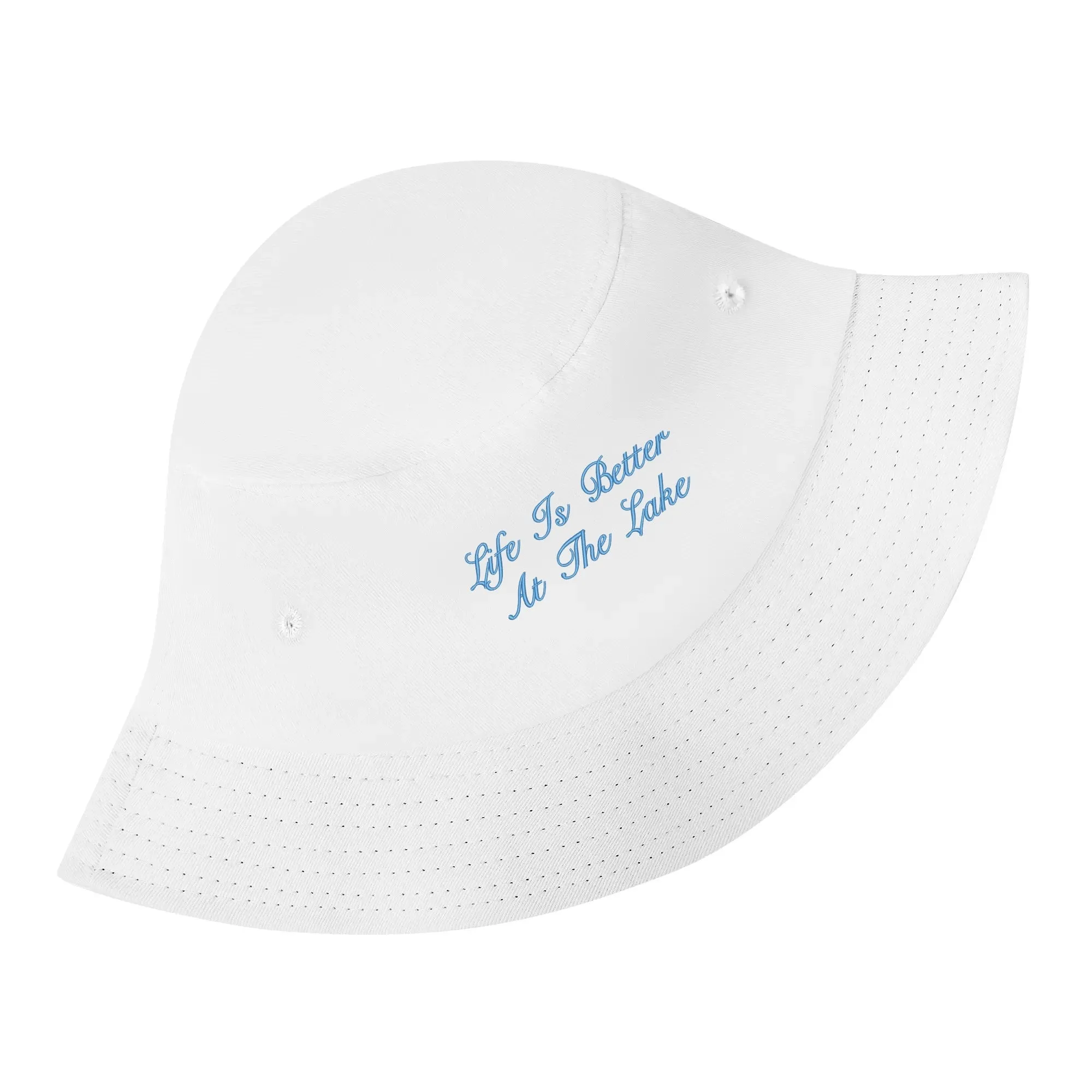 Lake Life Embroidered Text Fishermans Bucket Hat