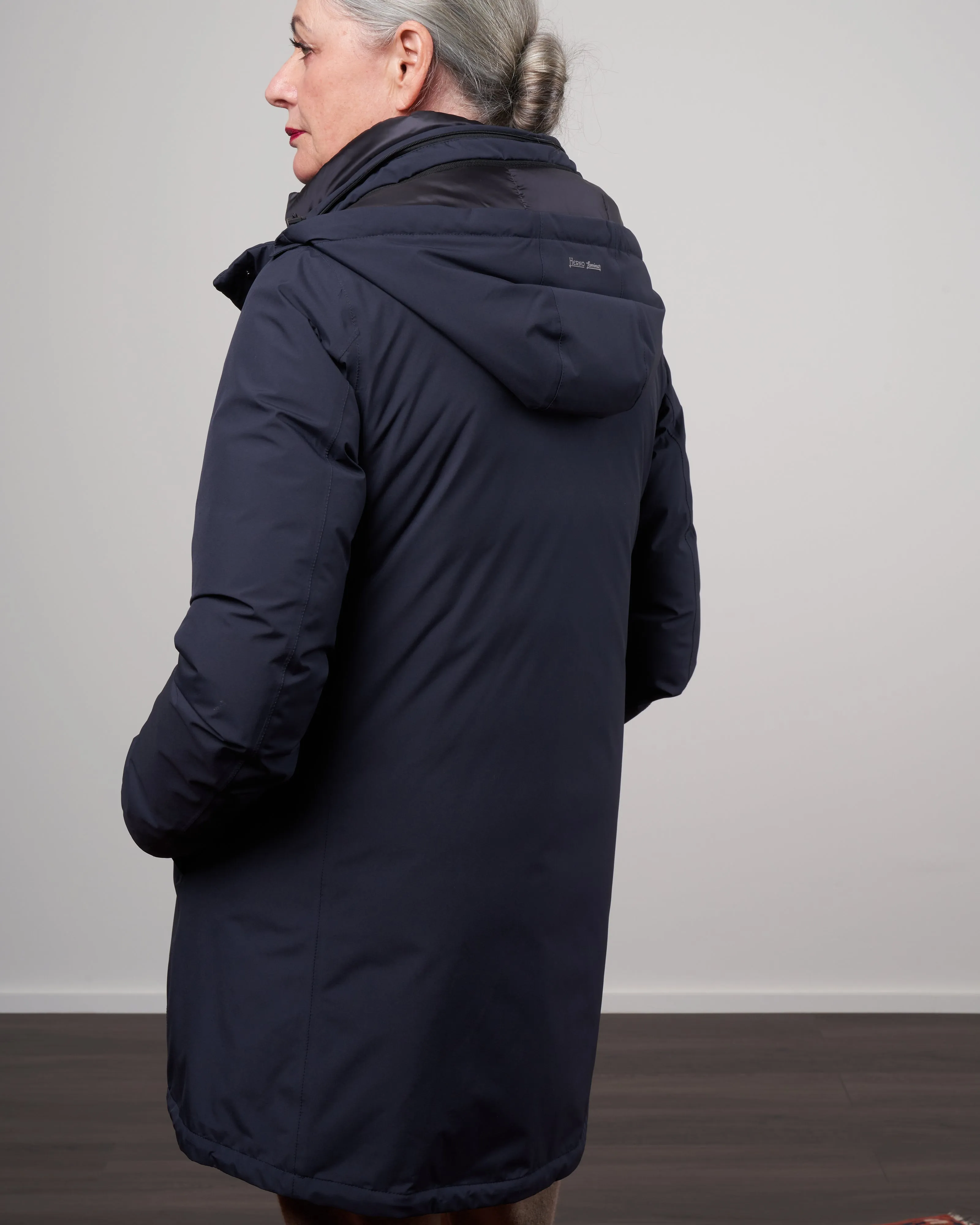 laminar 2 ply hi-low coat - navy