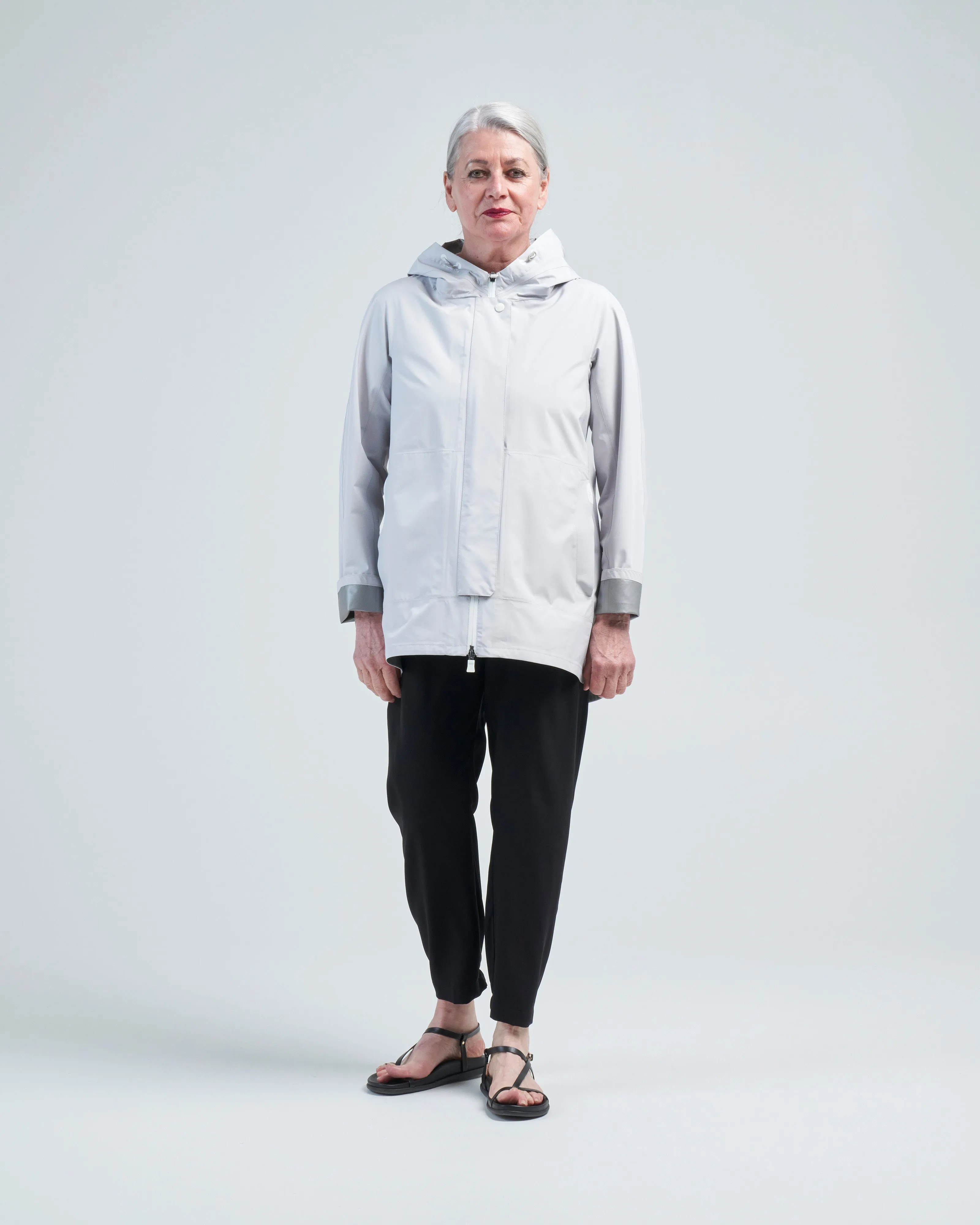 laminar-gortex hi/lo a-line waterproof jacket