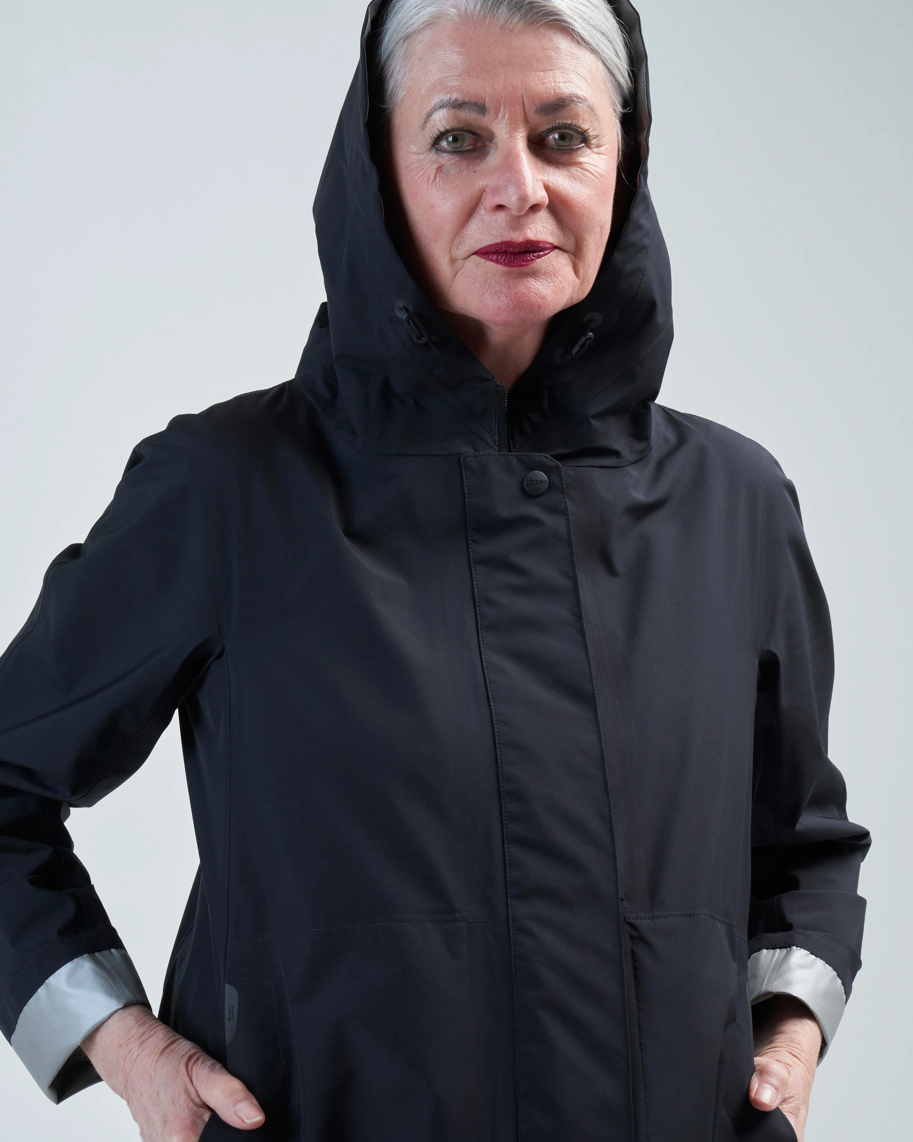 laminar-gortex hi/lo a-line waterproof jacket
