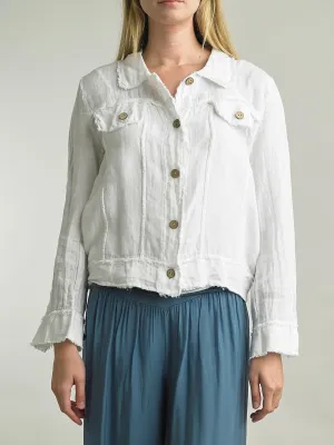 Linen Jean Jacket - White