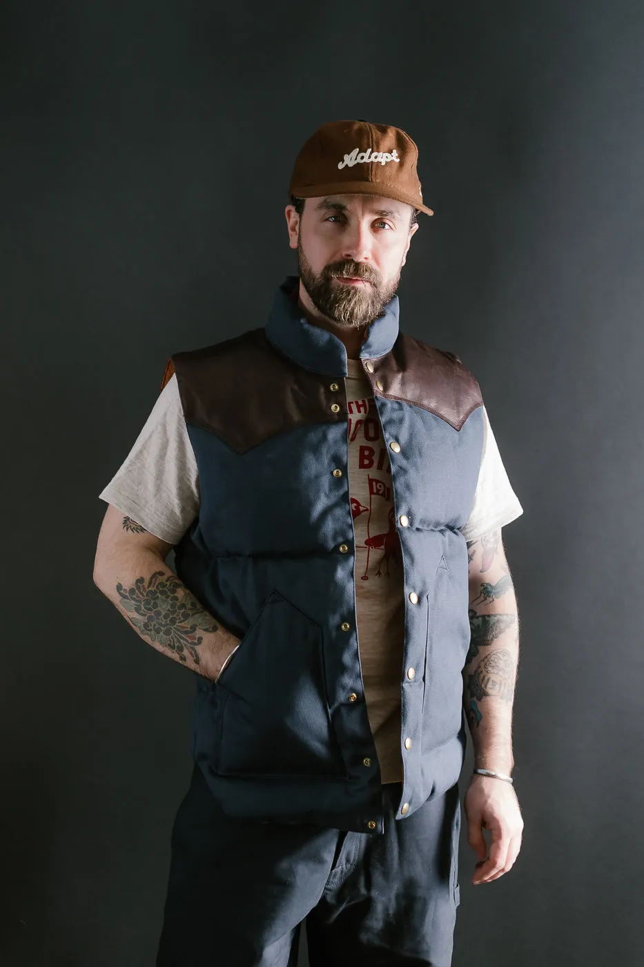 Lot 2223 - Rocky Mountain x Warehouse Canvas Down Vest - Navy