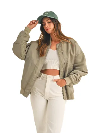 MABLE Back Ruched Utiltiy Bomber Jacket