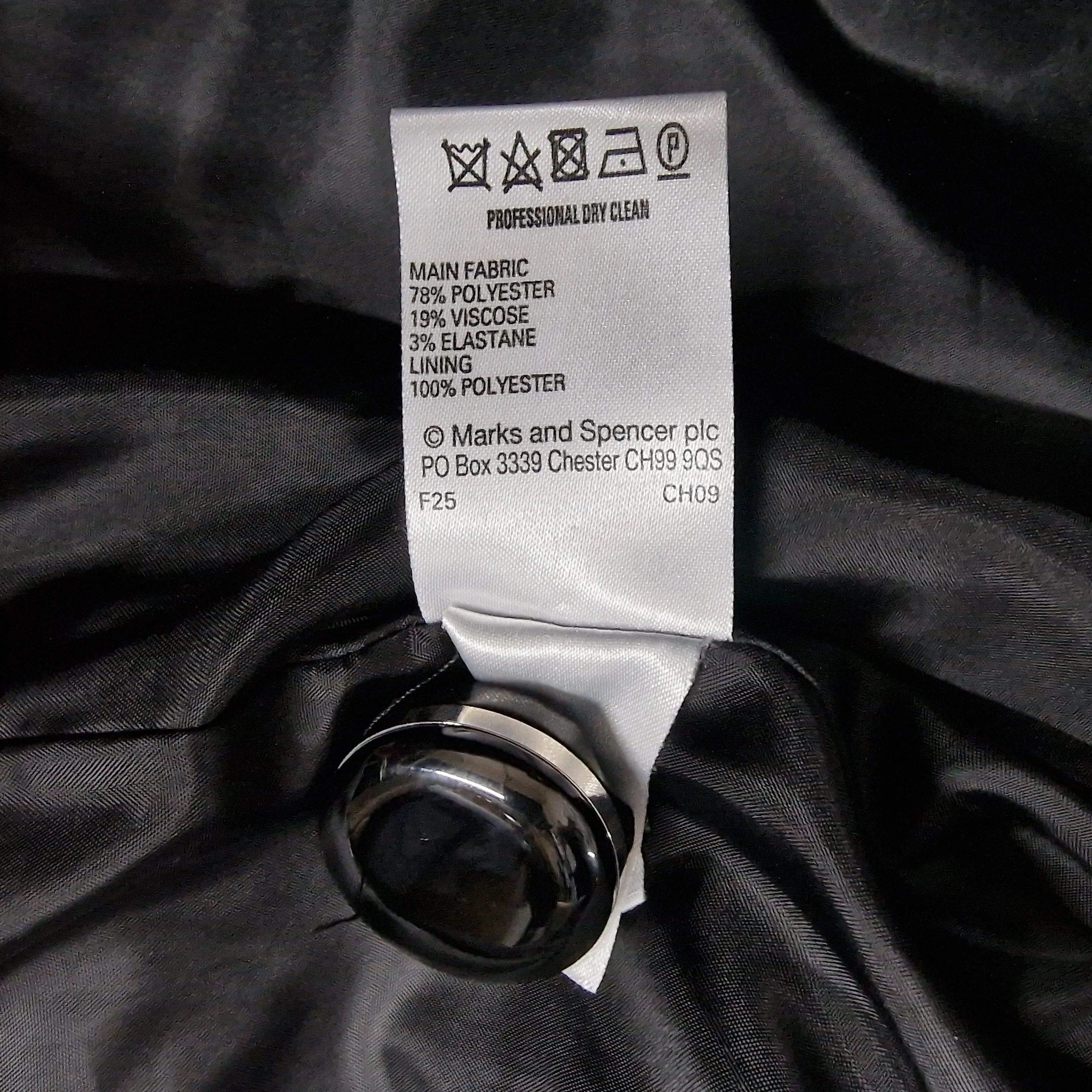 Marks & Spencer Womens Black Pea Coat UK 16