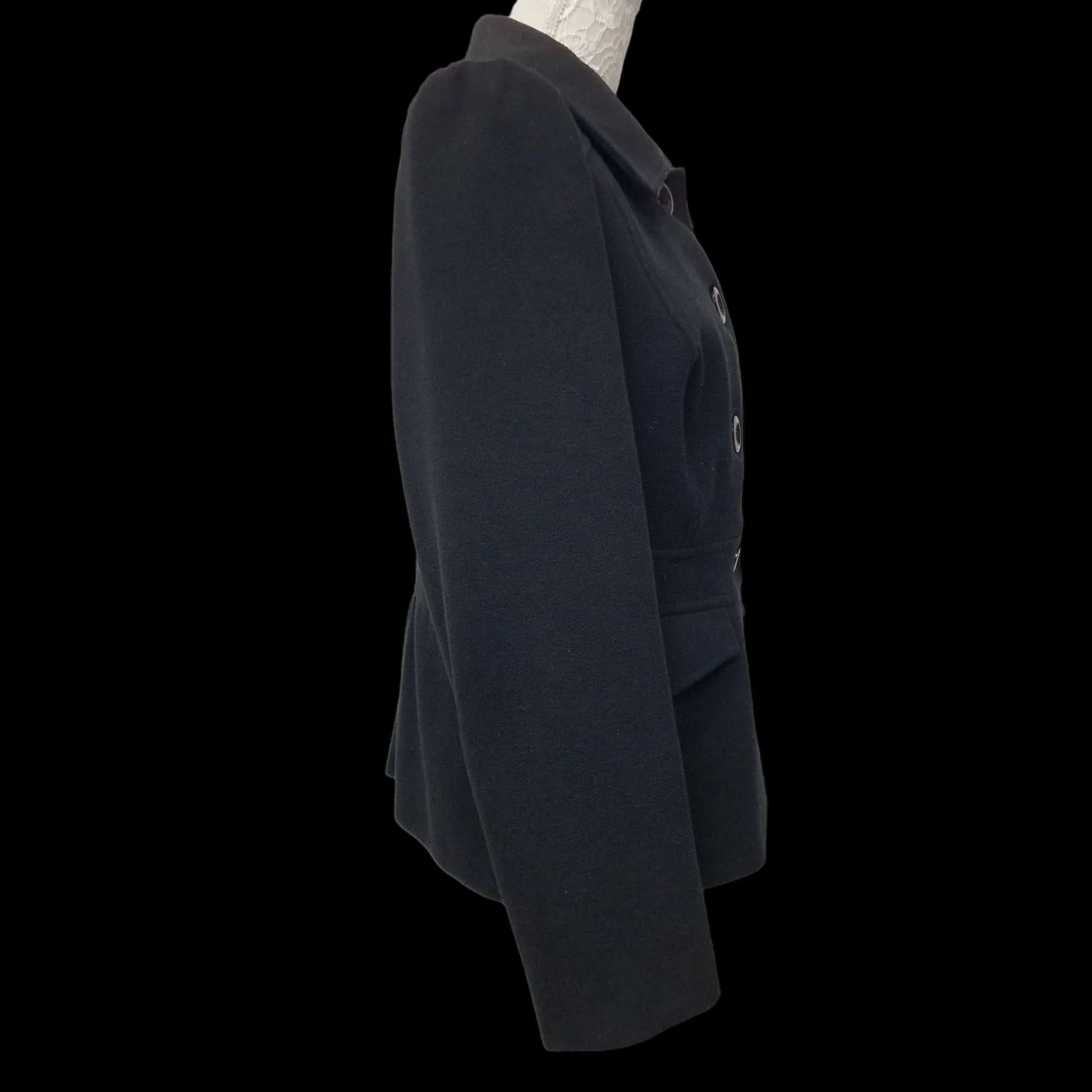 Marks & Spencer Womens Black Pea Coat UK 16