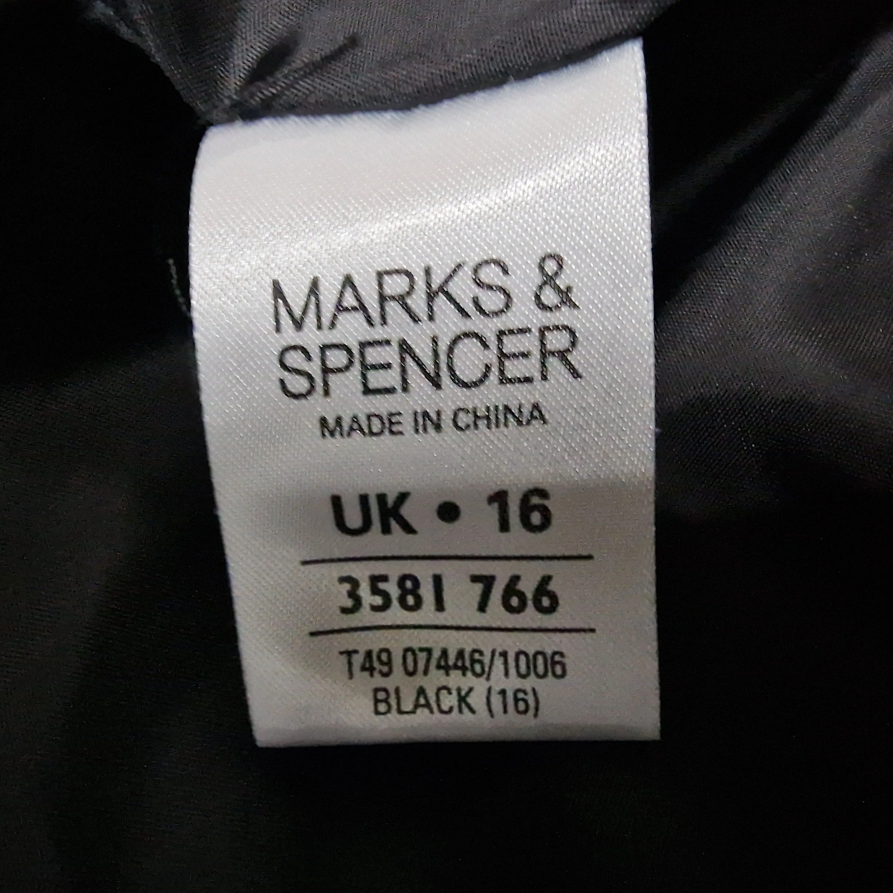 Marks & Spencer Womens Black Pea Coat UK 16