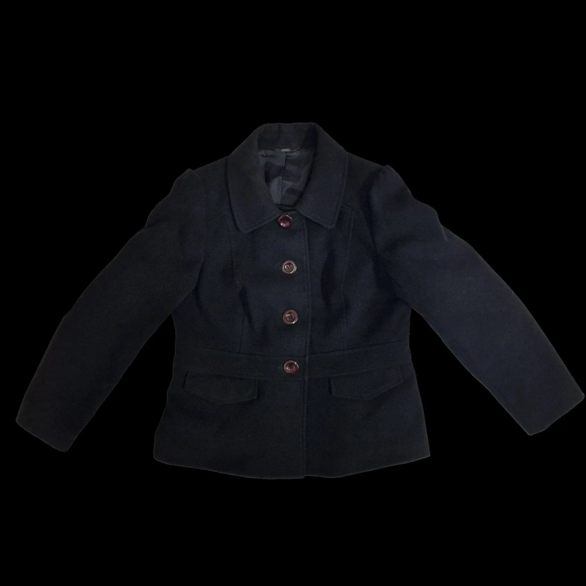 Marks & Spencer Womens Black Pea Coat UK 16