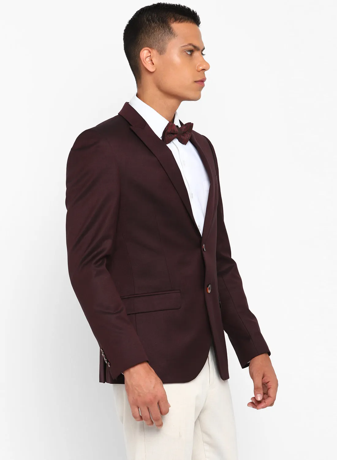 Maroon Birds Eye Peak Color Formal Jacket