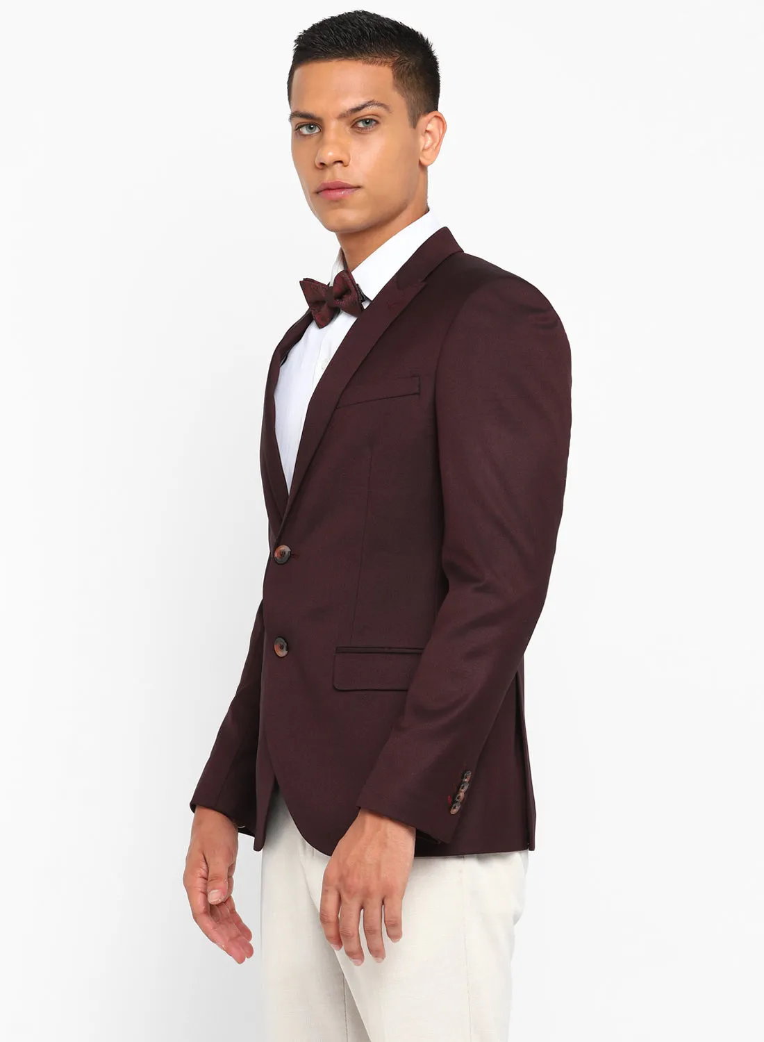 Maroon Birds Eye Peak Color Formal Jacket