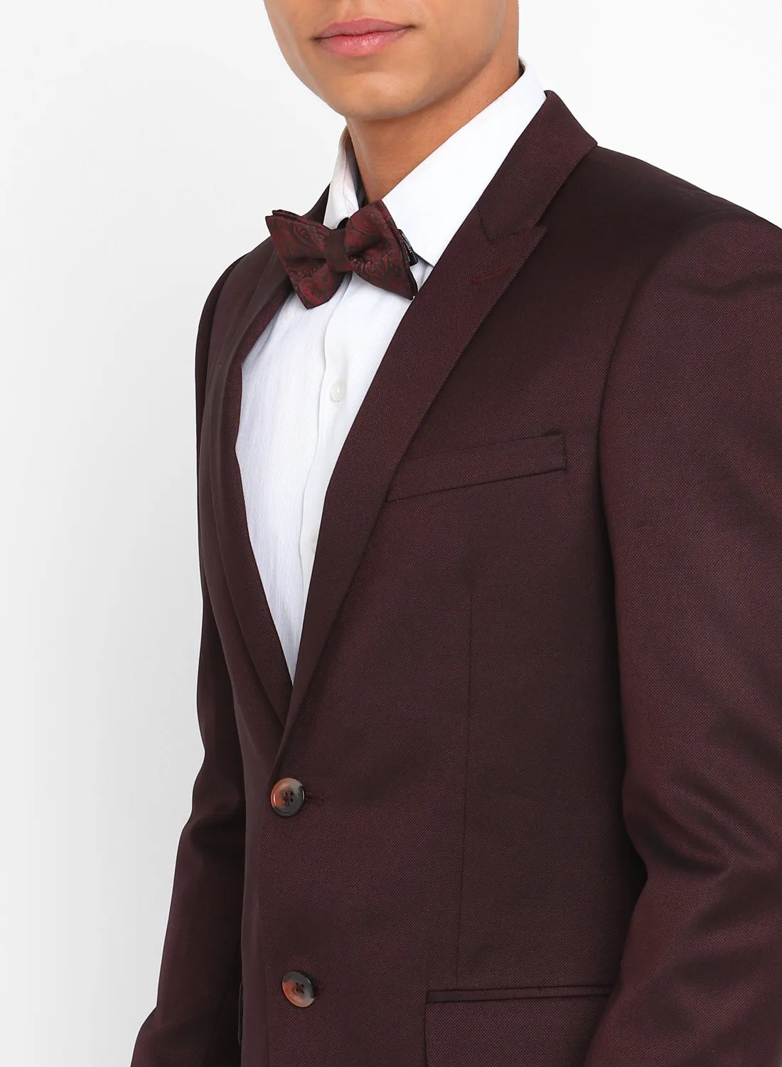 Maroon Birds Eye Peak Color Formal Jacket