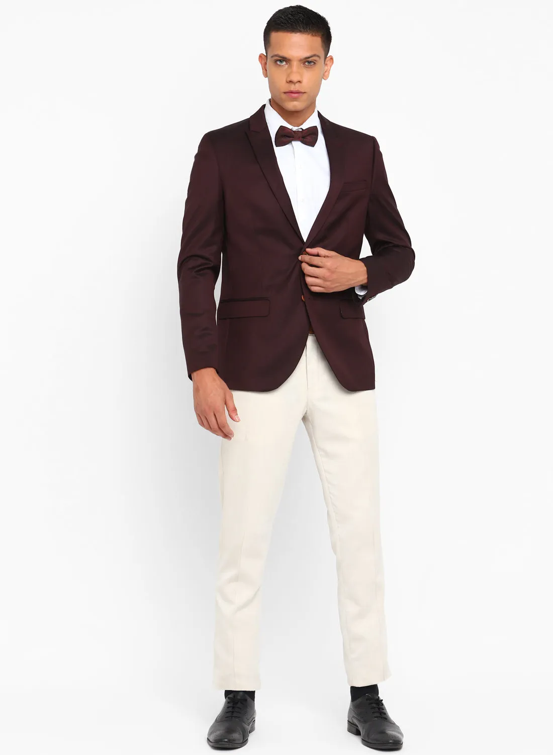 Maroon Birds Eye Peak Color Formal Jacket