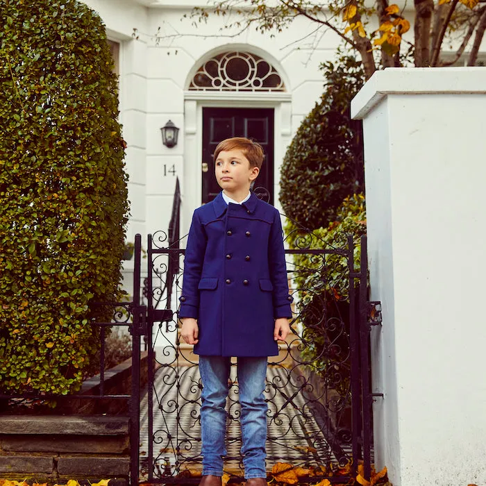 Marylebone Boys Pea Coat - Portland Blue