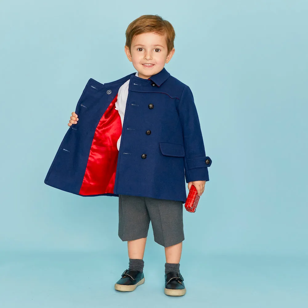 Marylebone Boys Pea Coat - Portland Blue