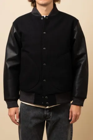 Melton Award Jacket - Black Leather