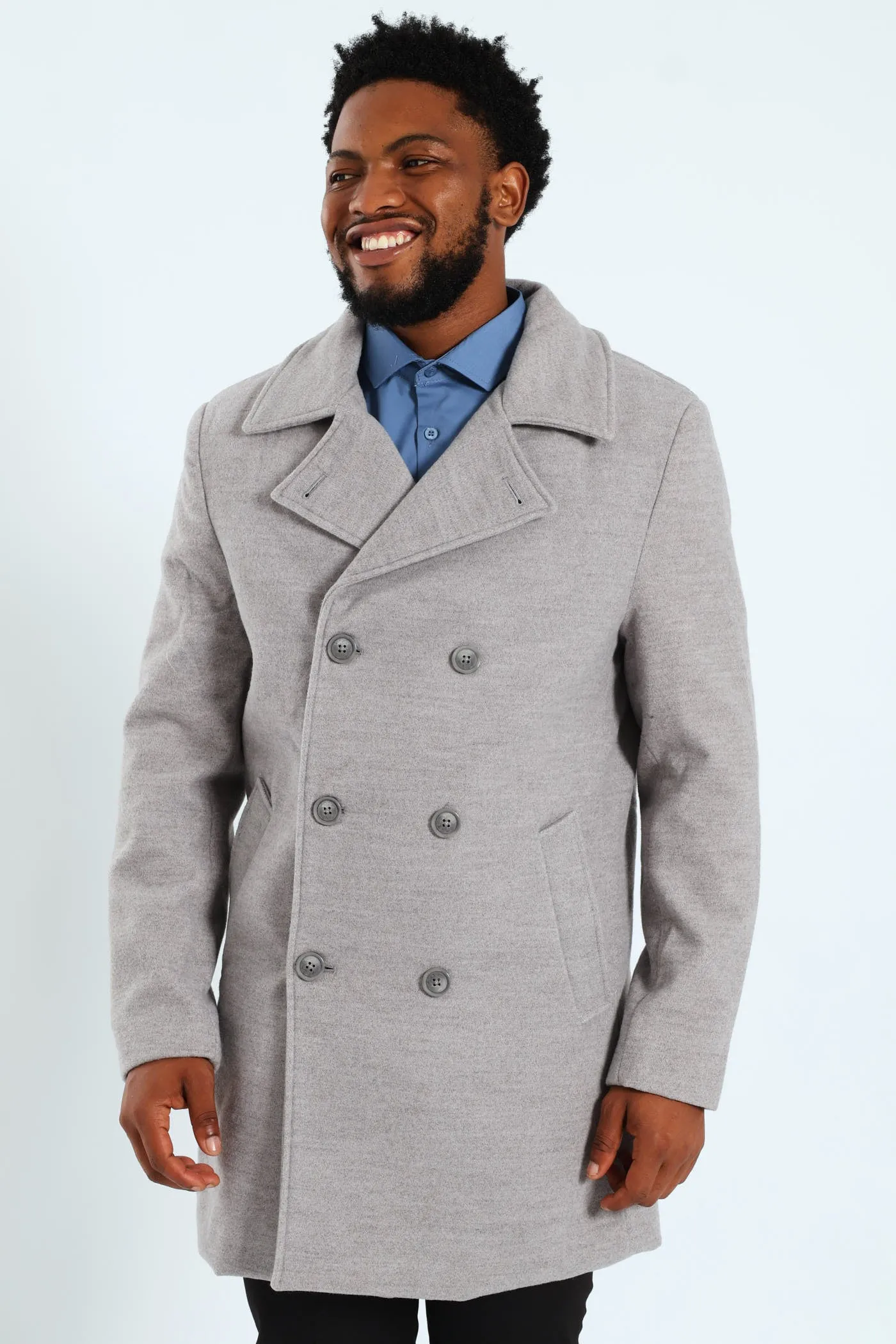Melton Coat - Grey Melange