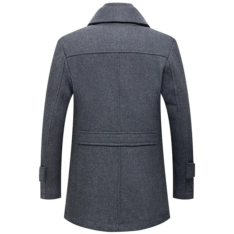 Men's British Double Layered Wool Pea Coat