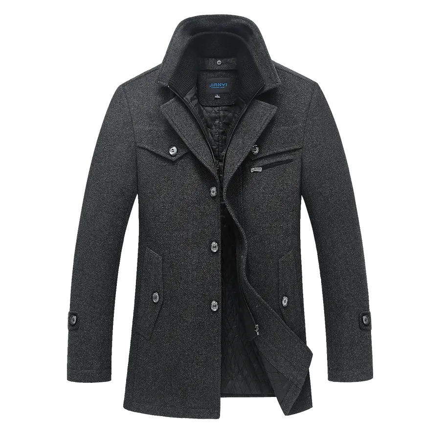 Men's British Double Layered Wool Pea Coat