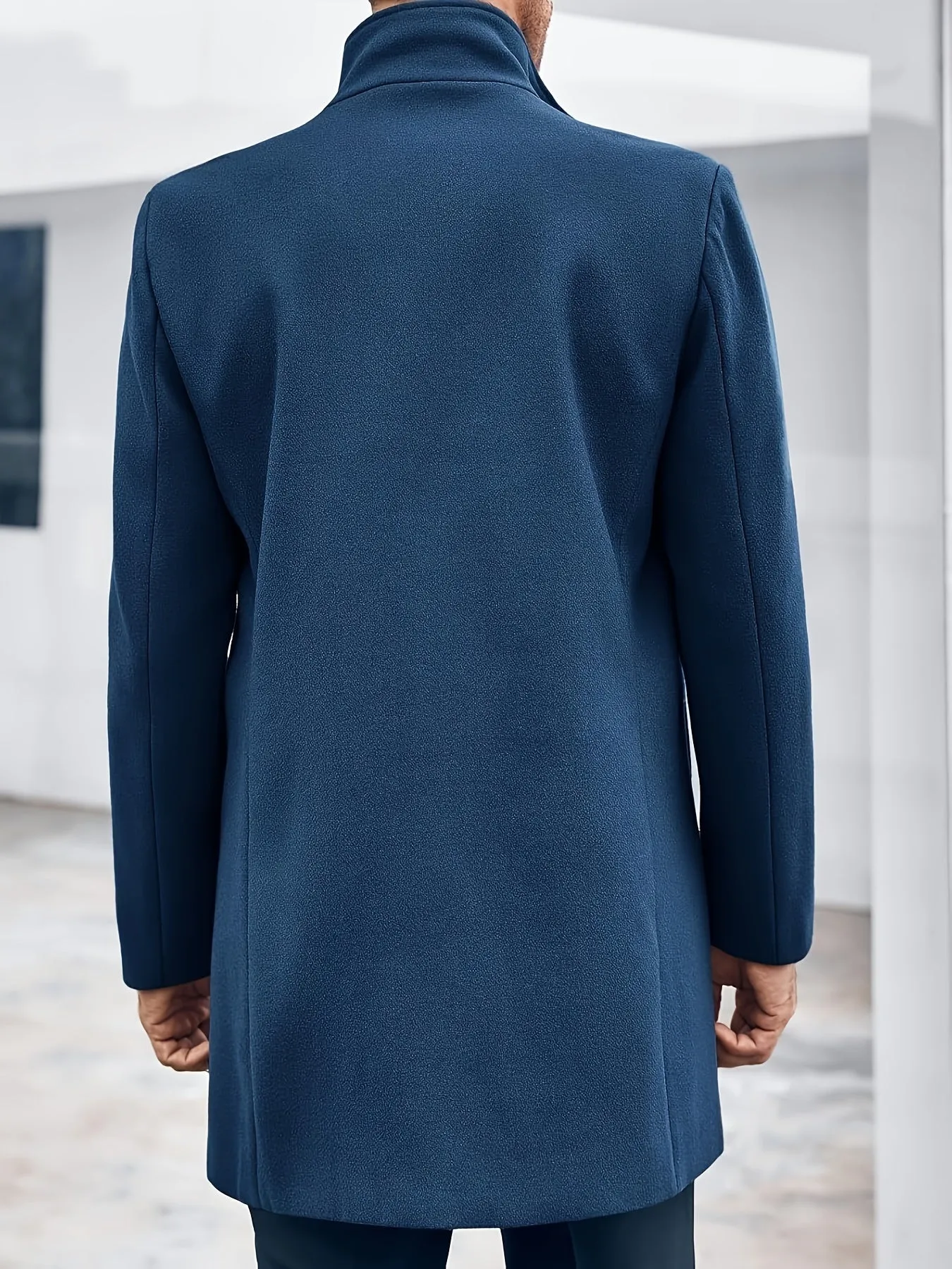 Mens Double Breasted Pea Coat Warm Winter Business Trench