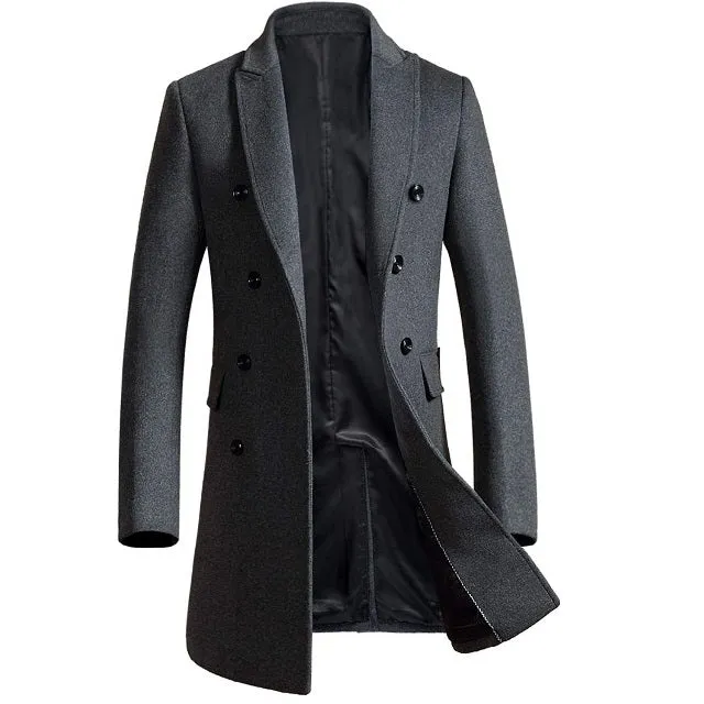 Men's Long Pocket Peacoat