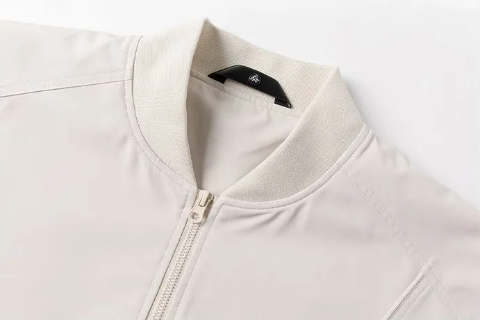 Men's Solid Color Bomber Jacket with Elastic Hem and Cuffs