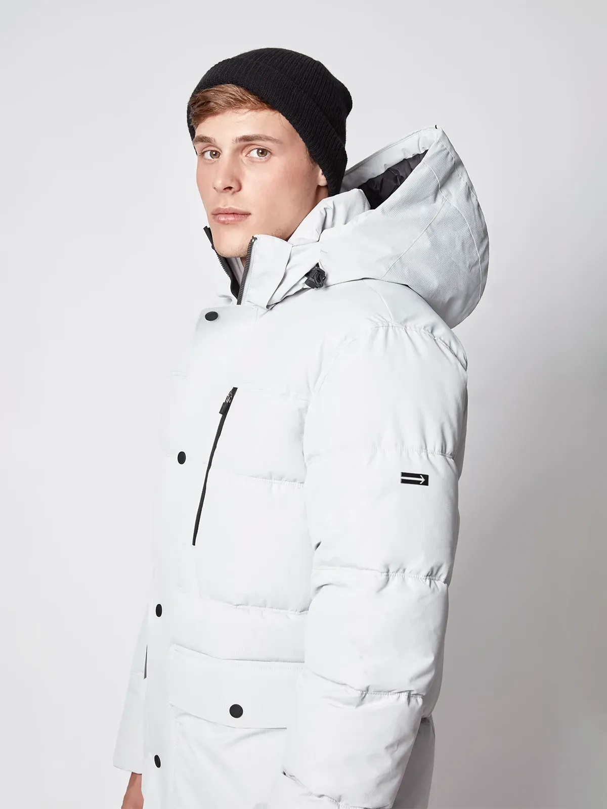 Men's Textured Ripstop Ecofill Quilted Parka with Hood