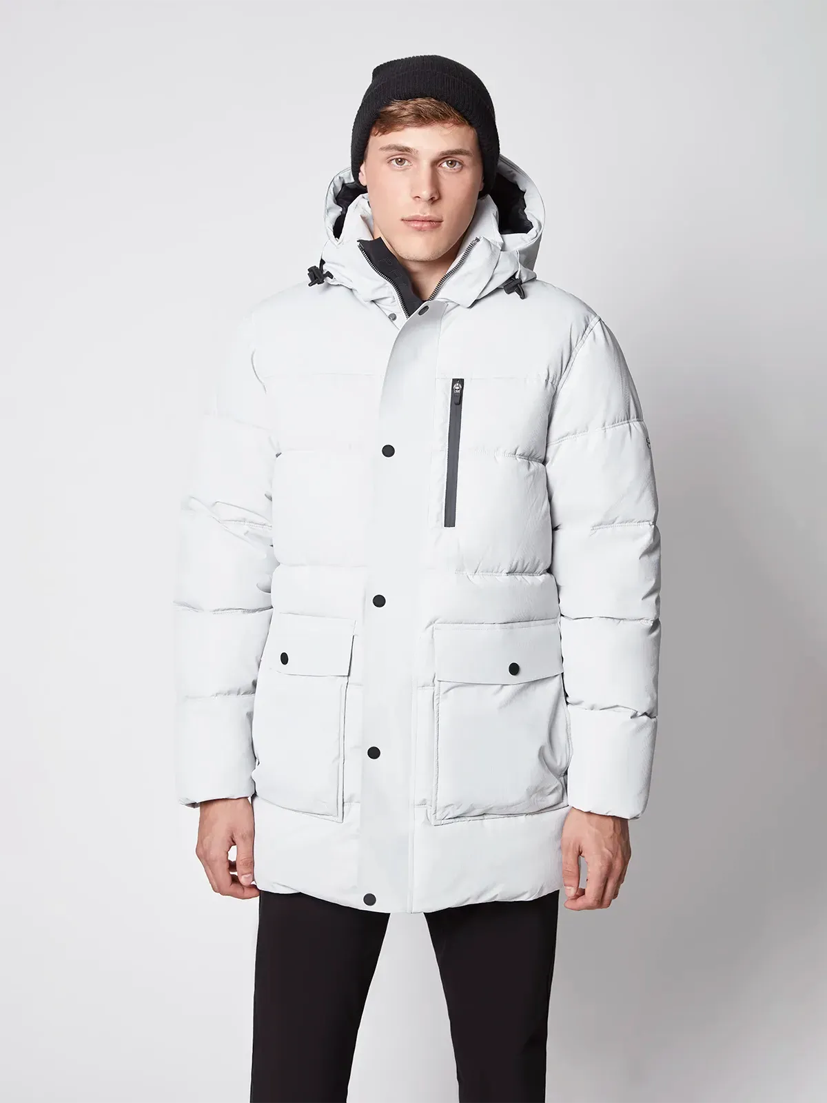 Men's Textured Ripstop Ecofill Quilted Parka with Hood