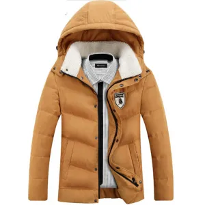 Men's White Duck Down Jacket Casual Solid Turn-dwon Collar Parka Jacket Men Fashion Overcoat Outerwear