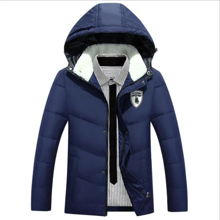 Men's White Duck Down Jacket Casual Solid Turn-dwon Collar Parka Jacket Men Fashion Overcoat Outerwear
