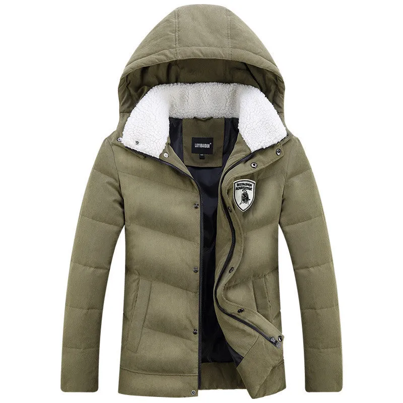 Men's White Duck Down Jacket Casual Solid Turn-dwon Collar Parka Jacket Men Fashion Overcoat Outerwear