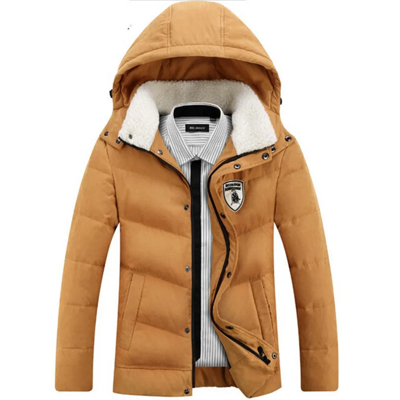 Men's White Duck Down Jacket Casual Solid Turn-dwon Collar Parka Jacket Men Fashion Overcoat Outerwear