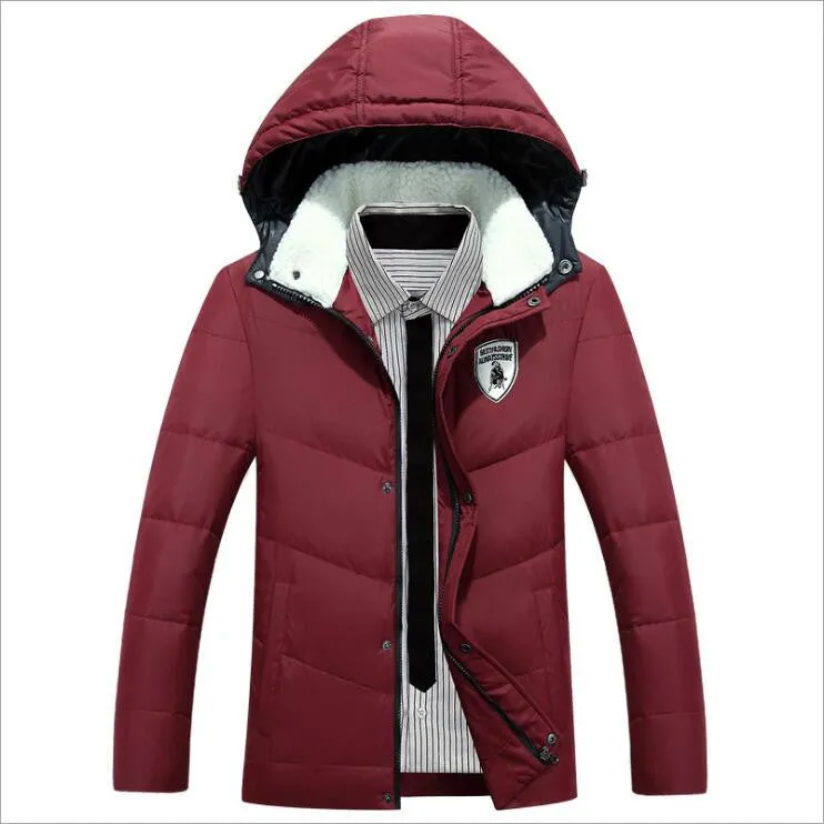 Men's White Duck Down Jacket Casual Solid Turn-dwon Collar Parka Jacket Men Fashion Overcoat Outerwear