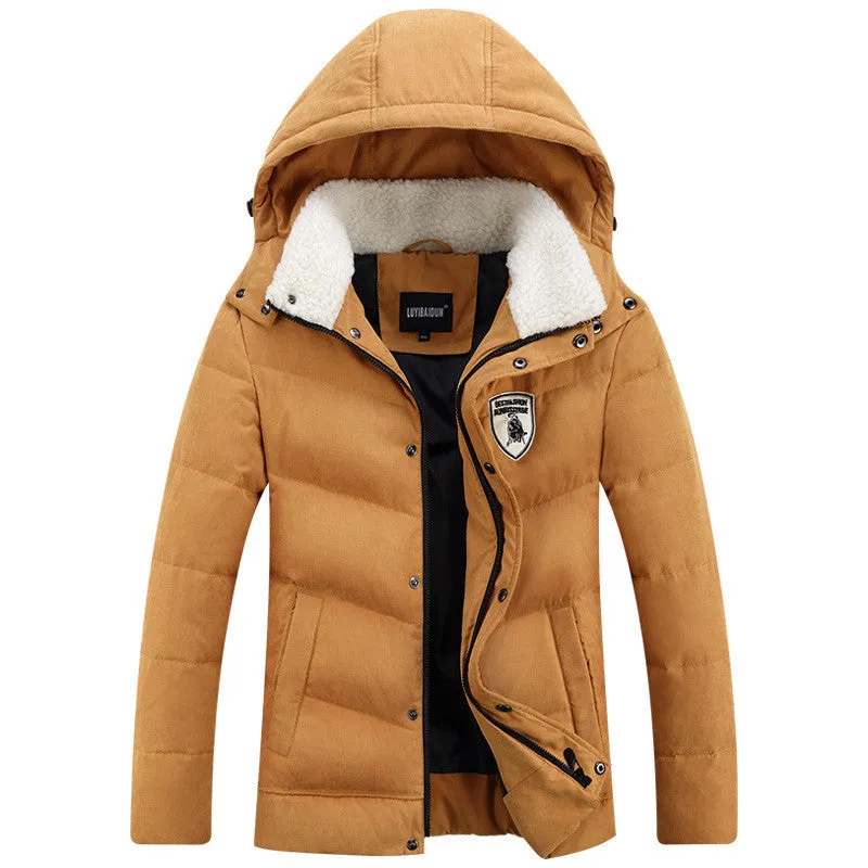 Men's White Duck Down Jacket Casual Solid Turn-dwon Collar Parka Jacket Men Fashion Overcoat Outerwear
