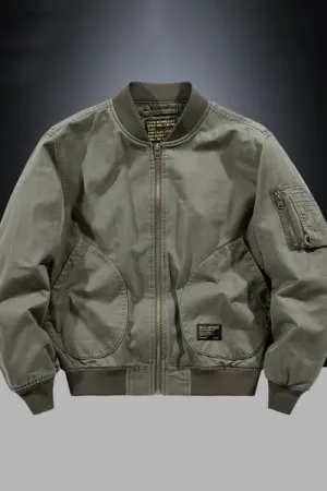 Men's Zip-Up Bomber Jacket with Baseball Collar and Pockets | Durable and Versatile | Plus Size Available
