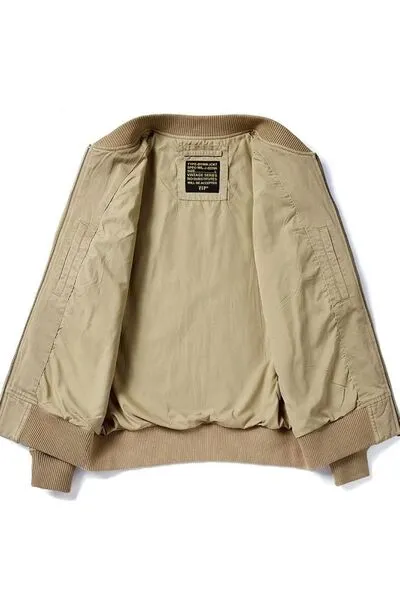Men's Zip-Up Bomber Jacket with Baseball Collar and Pockets | Durable and Versatile | Plus Size Available