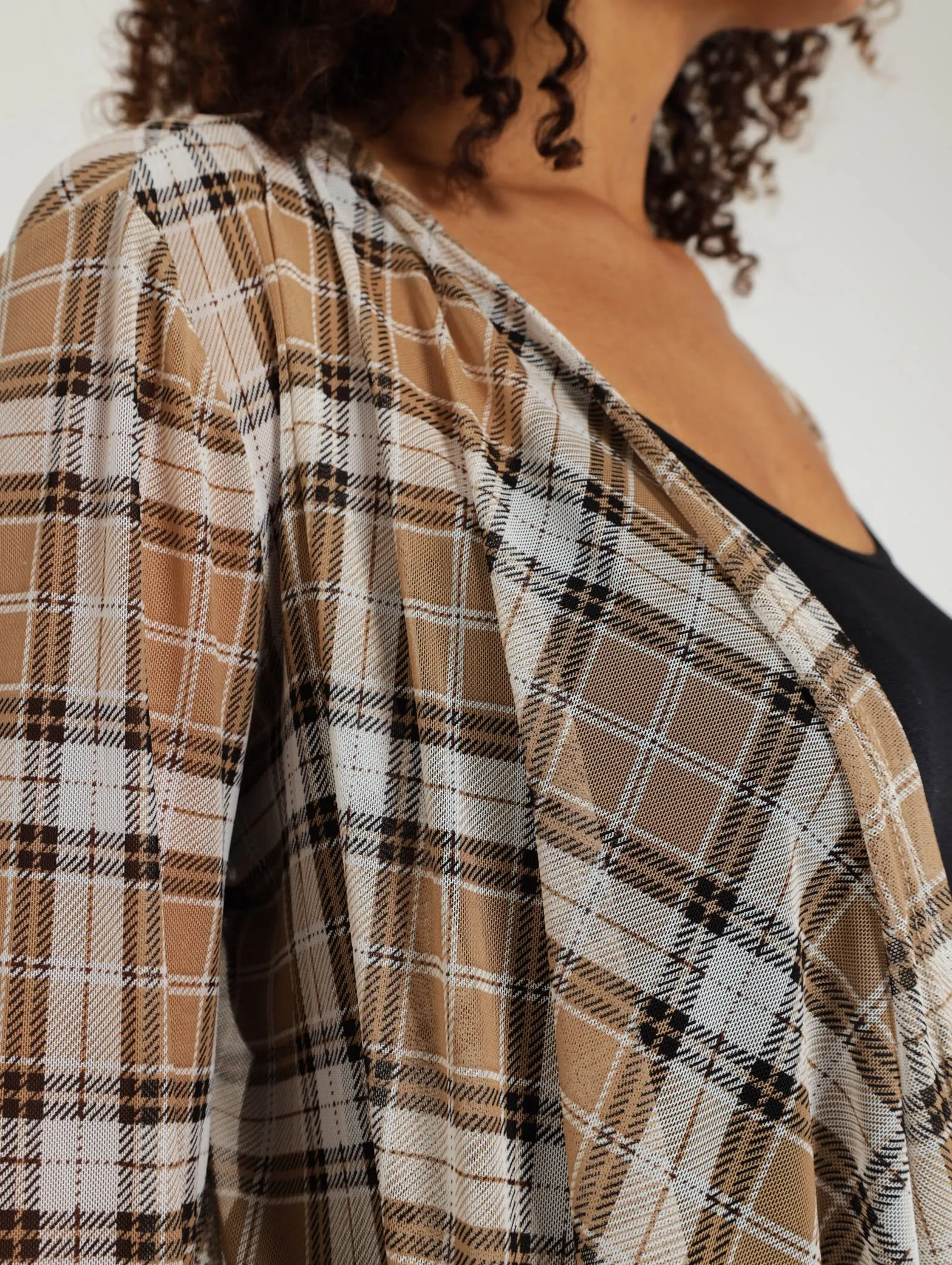 Mesh Waterfall Jacket - Brown