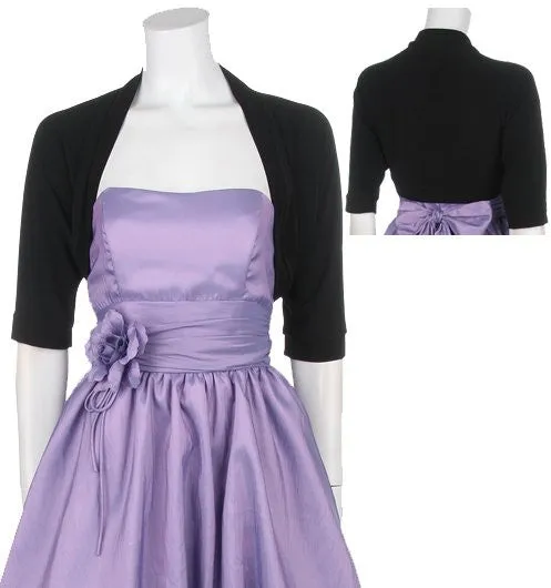 Mid Length Purple Bolero Jacket Stretch Shrug Bridal Wedding Jacket
