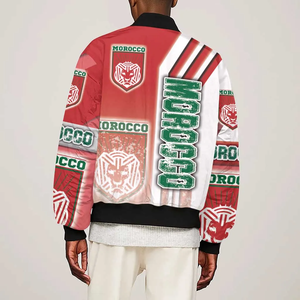 Morocco Soccer Sleeve Zip Bomber Jacket Atlas Lions Football - Road To Champion DT03