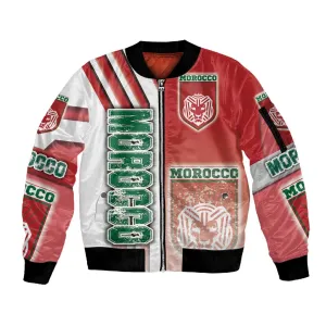 Morocco Soccer Sleeve Zip Bomber Jacket Atlas Lions Football - Road To Champion DT03