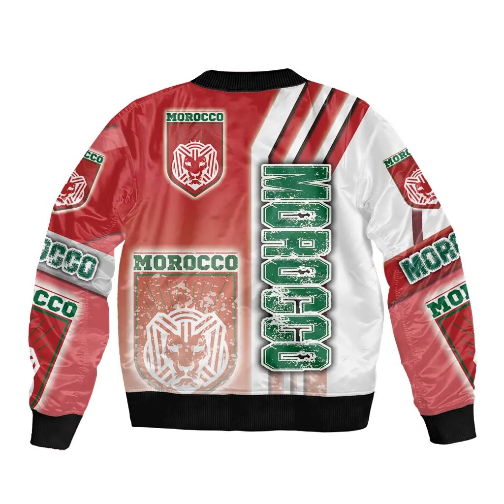Morocco Soccer Sleeve Zip Bomber Jacket Atlas Lions Football - Road To Champion DT03