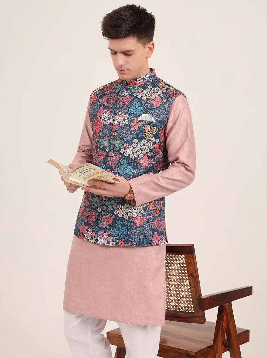 Multicolor Printed Regular Fit Bandhgala Jacket | JB Studio