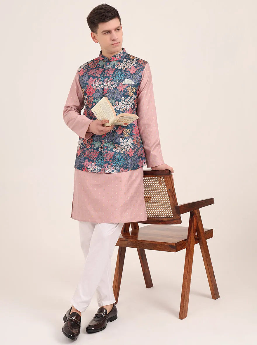 Multicolor Printed Regular Fit Bandhgala Jacket | JB Studio