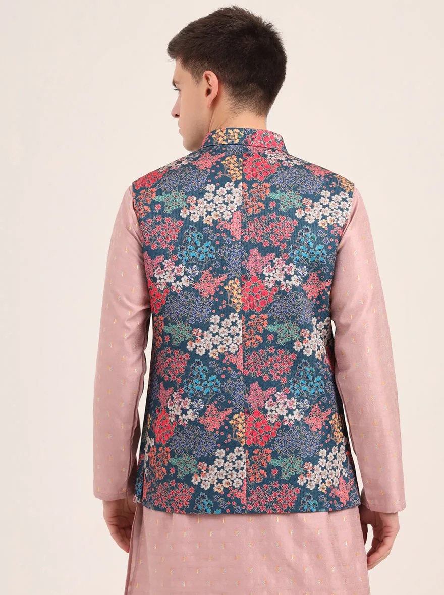 Multicolor Printed Regular Fit Bandhgala Jacket | JB Studio