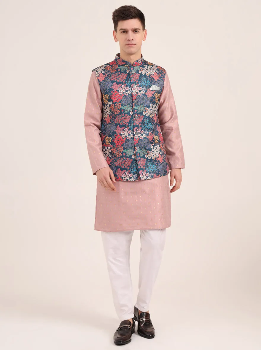 Multicolor Printed Regular Fit Bandhgala Jacket | JB Studio