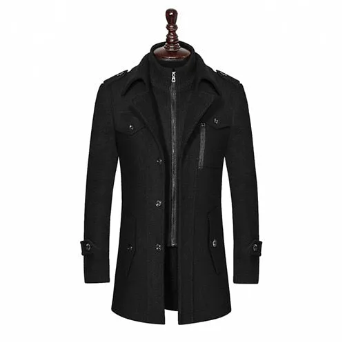 New Winter Wool Coat Slim Fit Jackets Fashion Outerwear Warm Man Casual Jacket Overcoat Pea Coat Plus Size M-XXXL