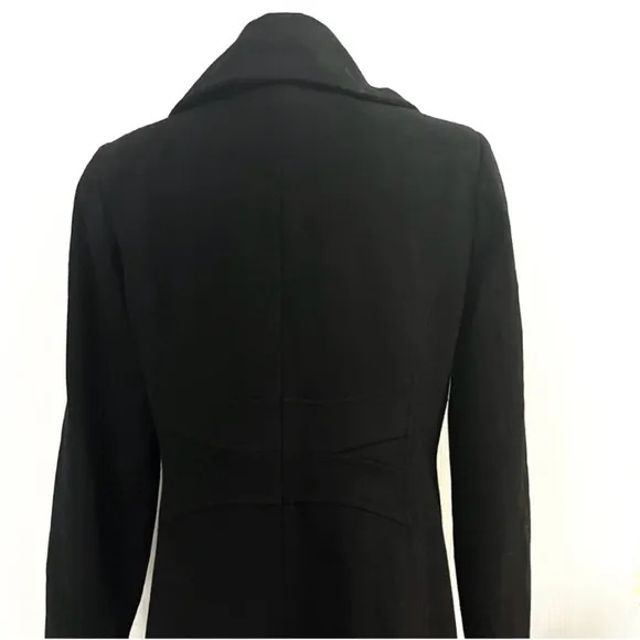 Nine West Black Wool Blend Pea Coat with Wide Lapel Collar Sz 10