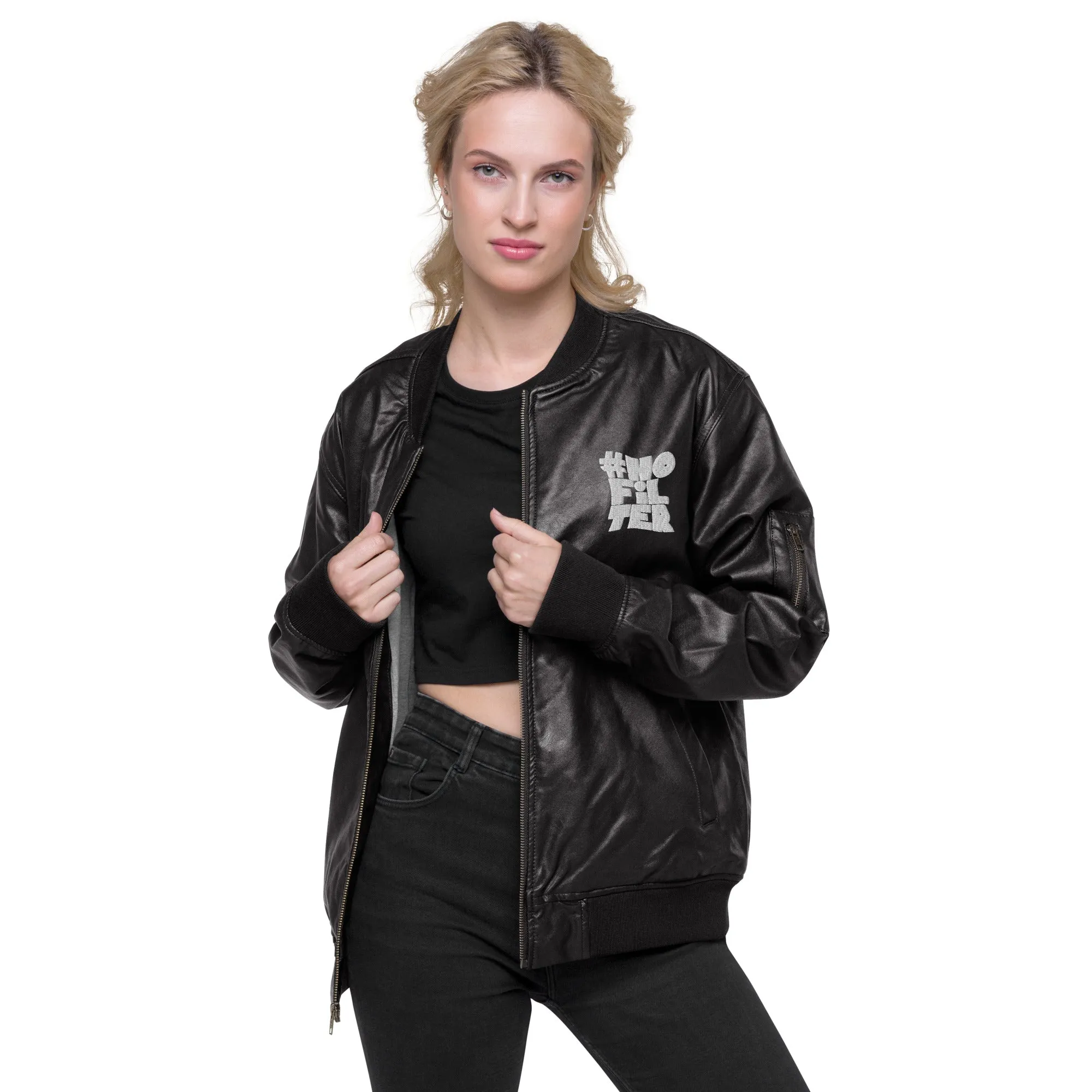 #NoFilter PU Leather Jacket – Bold Statement Outerwear for Unapologetic Style