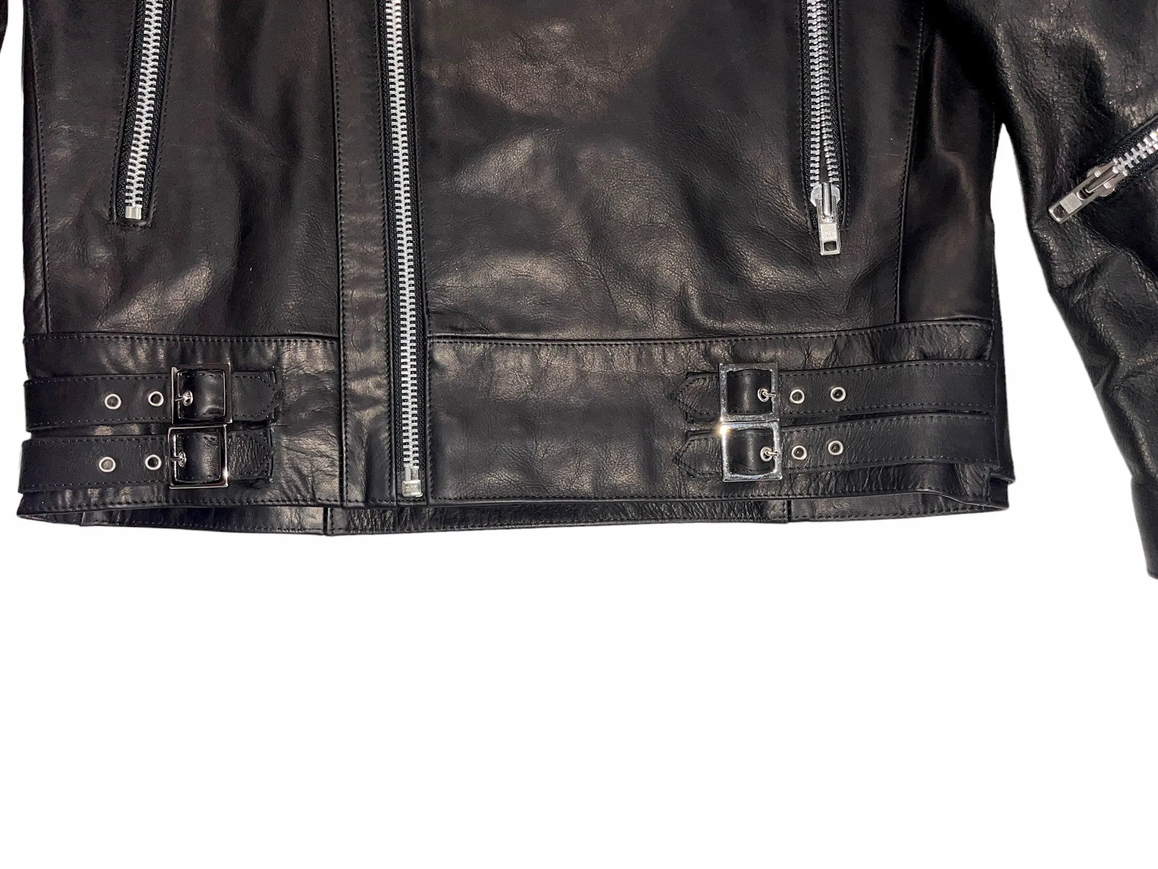 Nominal London Black Leather Studded Biker Jacket - Feminine Styling