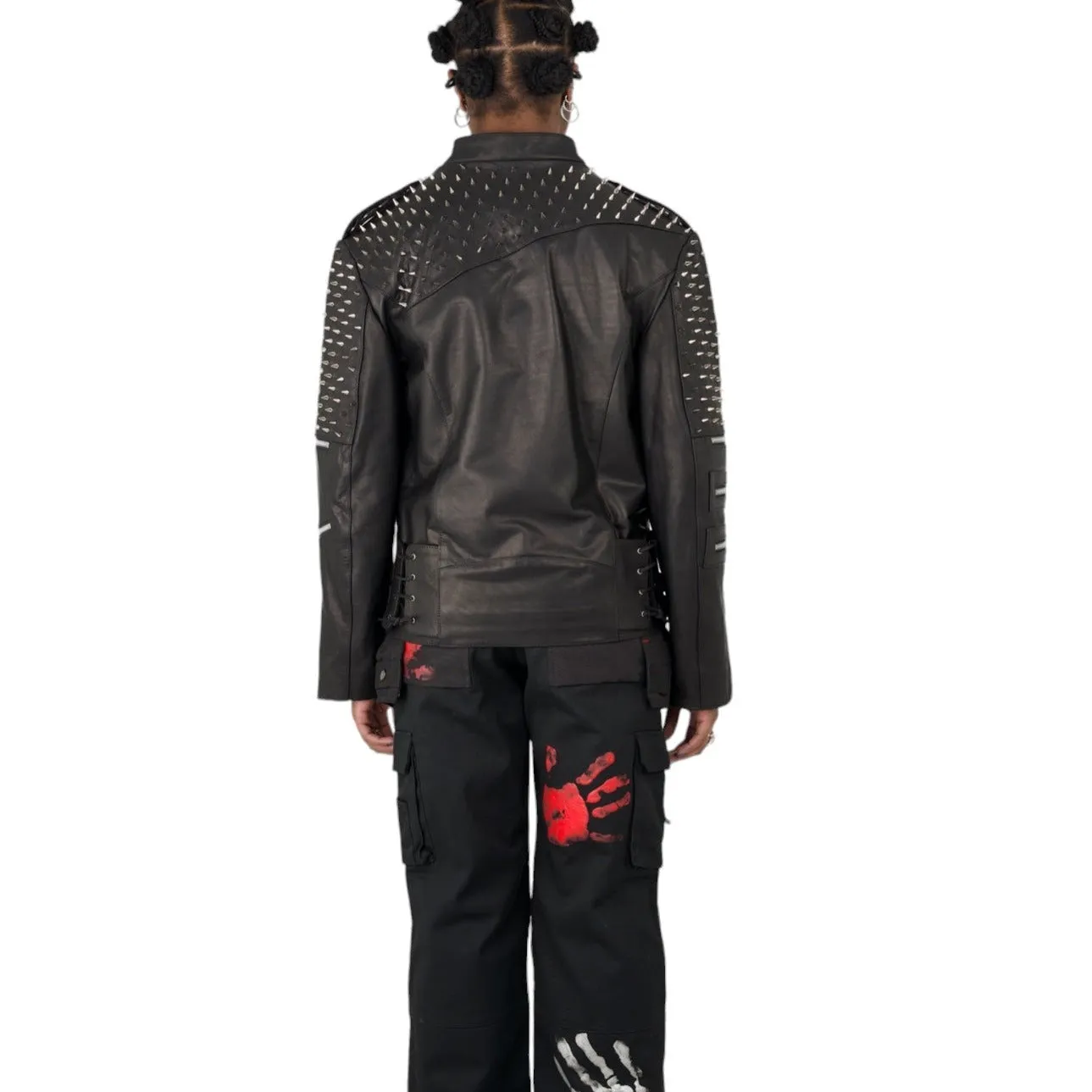 Nominal London Black Leather Studded Biker Jacket - Feminine Styling