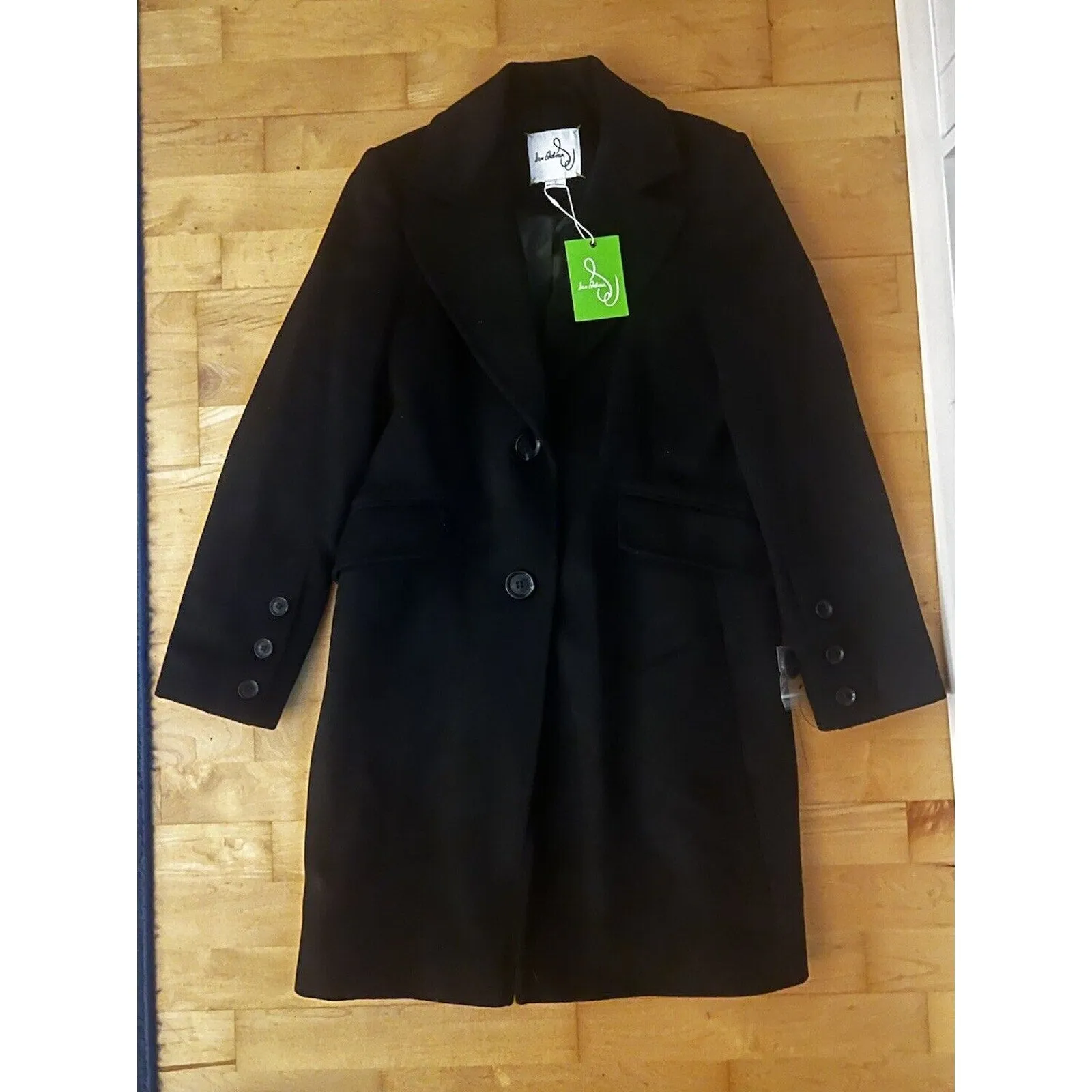 NWT Sam Edelman Women's Reefer Wool Blend Twill Pea Coat, Black, Size 6