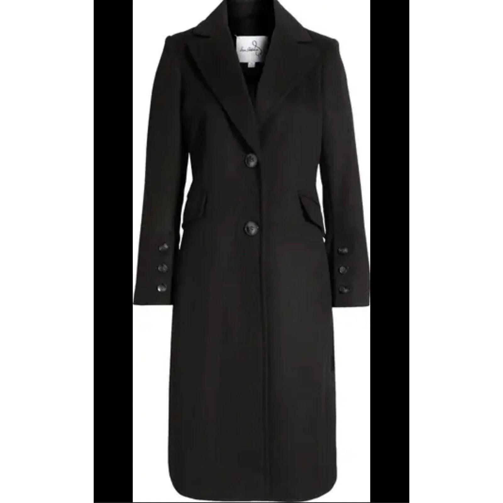 NWT Sam Edelman Women's Reefer Wool Blend Twill Pea Coat, Black, Size 6